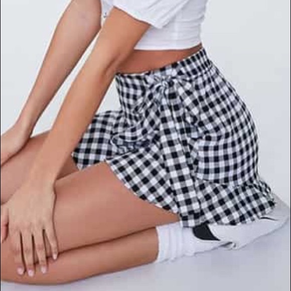 Forever 21 Pants - Gingham Print Mock Wrap Skort